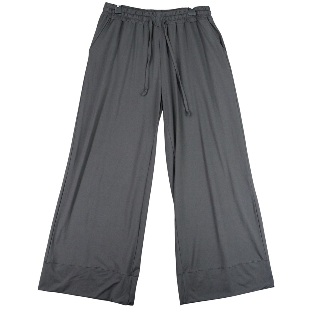 Tarse Wide Leg Lounge Pants Women XL Black Elastic Drawstring Pockets Yoga Sleep